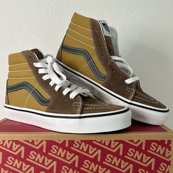 Vans Sk8 Hi Pop Brown Multi Canvas Suede Mens Size 6.5 Womens 8 - Picture 2 of 9